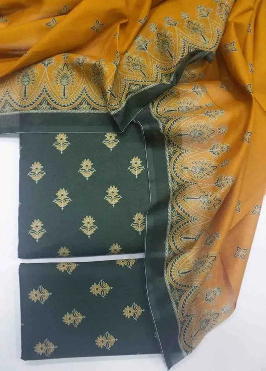 Bin Saeed Fabric - DPC-0755- 3 Piece Cotton Printed UnStitched Suit