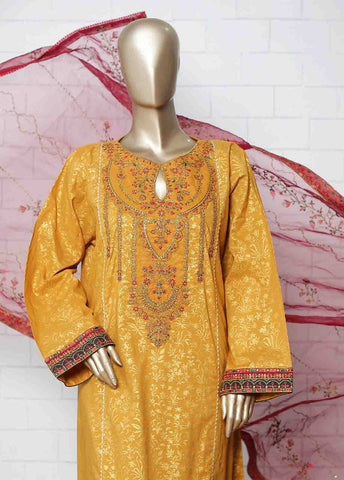 Bin Saeed Fabric - LRG-37-FR-  3 Piece Block Printed Embroidered  Frock Bin Saeed Fabric - LRG-37-FR-  3 Piece Block Printed Embroidered  Frock