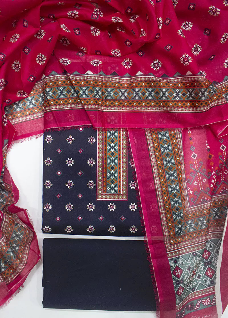 PDC-0767- 3 Piece Cotton Printed UnStitched Suit