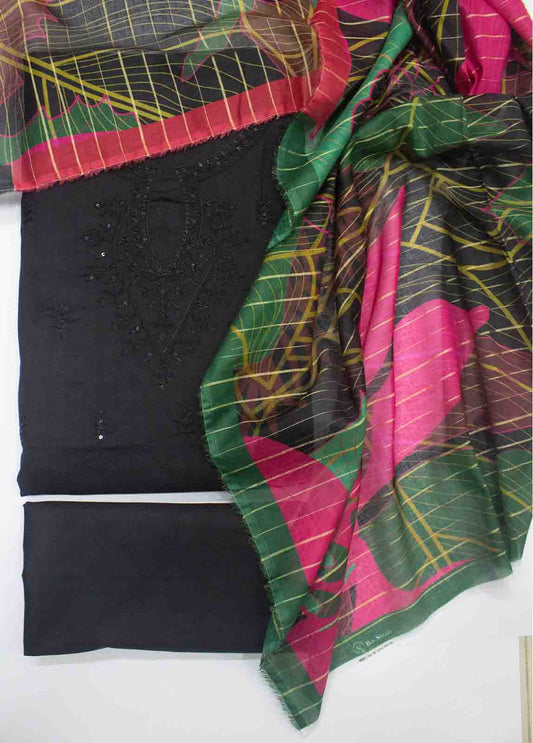 Bin Saeed Fabric - PDE-0101- 3 Piece Lawn Embroidered UnStitched Suit