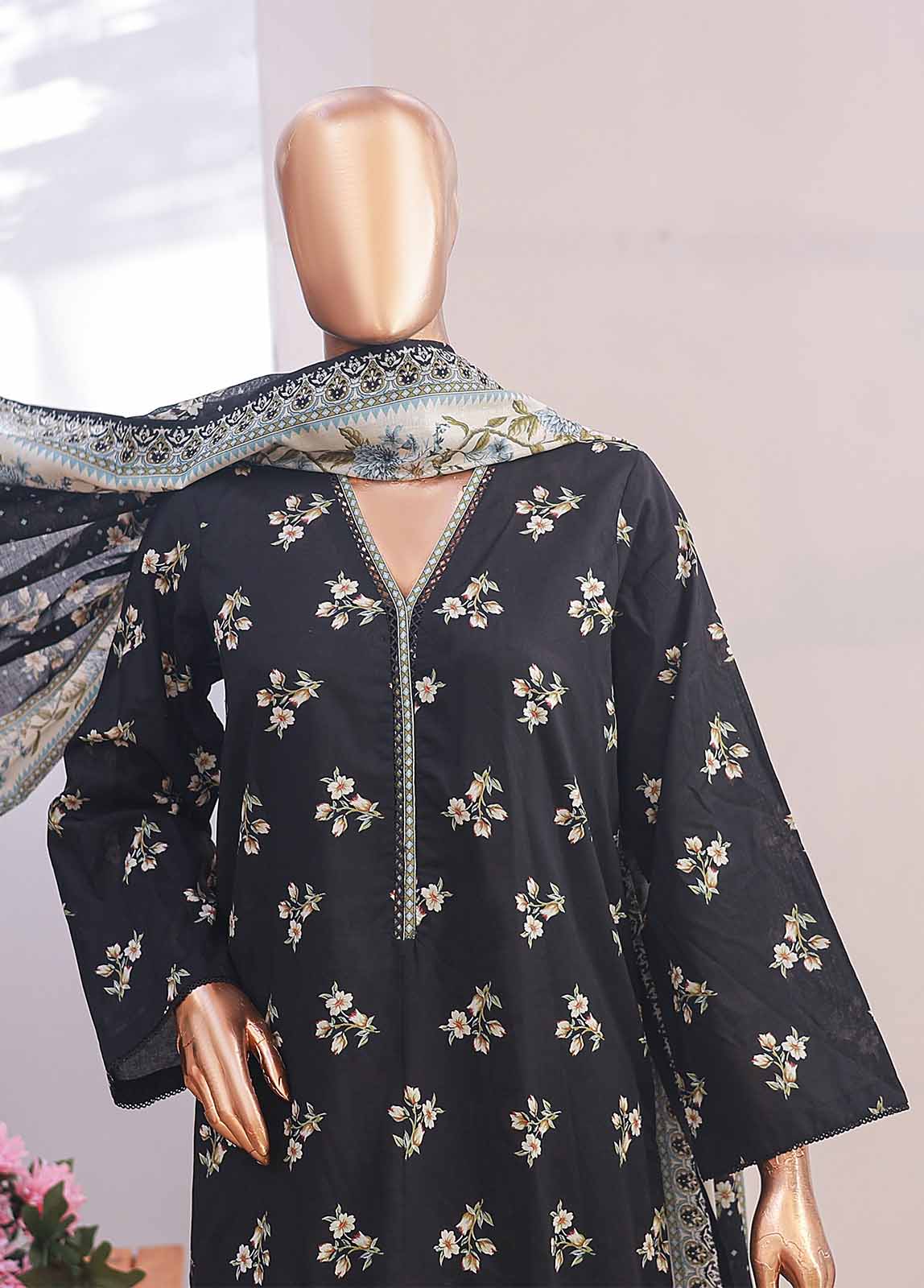 SM-060- 3 Piece Printed Stitched Suit