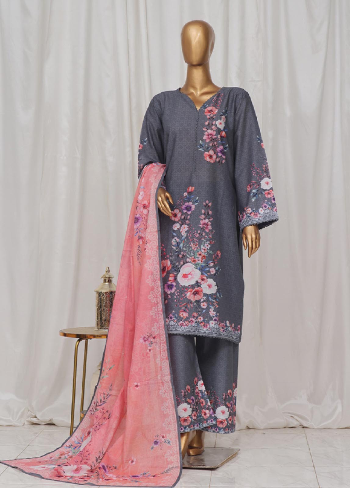 Bin Saeed Fabric - SM-27- 3 Piece Printed Stitched Suit
