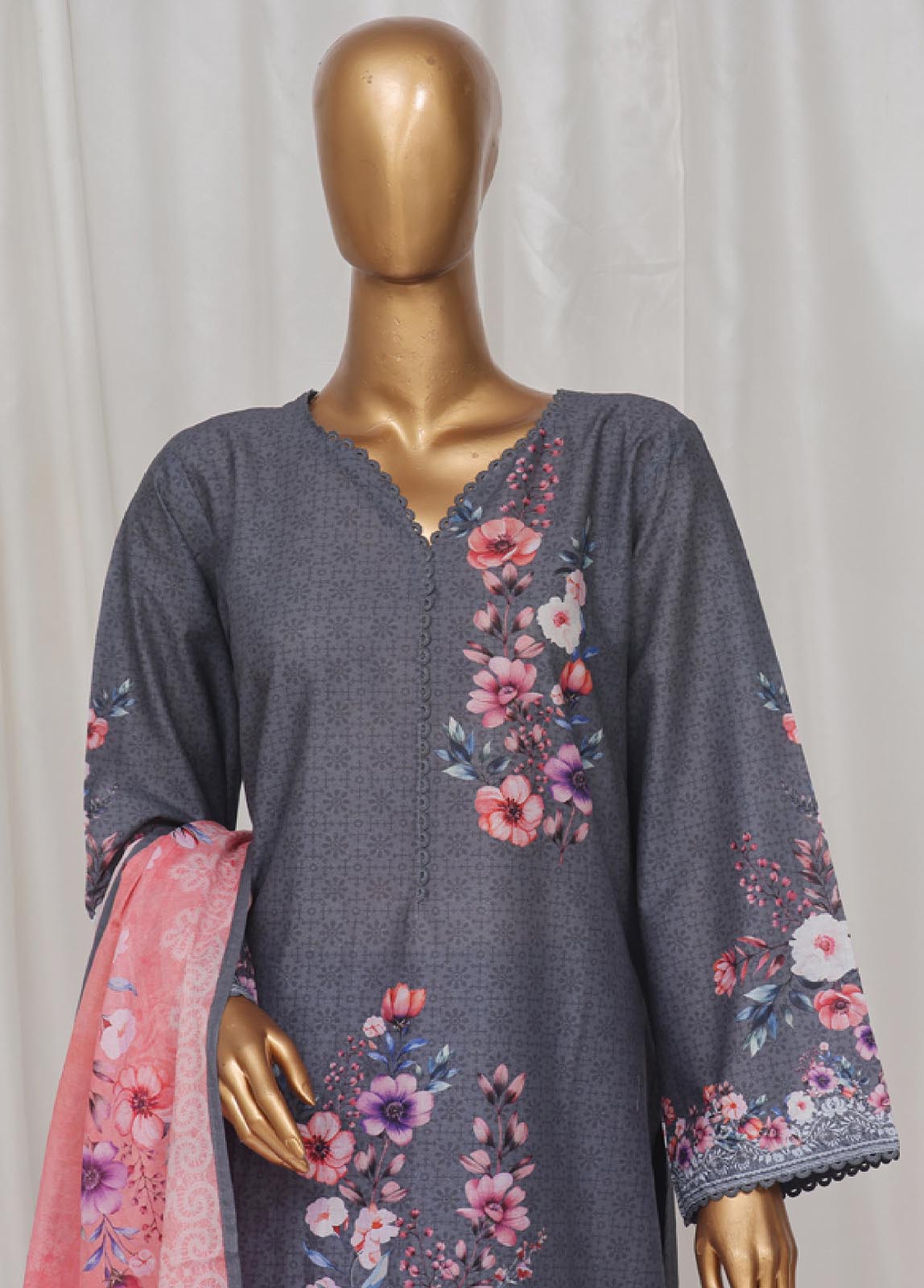 Bin Saeed Fabric - SM-27- 3 Piece Printed Stitched Suit