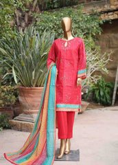 SMEMB-0680- 3 Piece Embroidered Stitched Suit