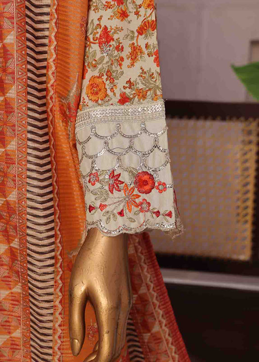 Bin Saeed Fabric - SMFR-071-3 Piece Lawn Embroidered Frock Style Suit