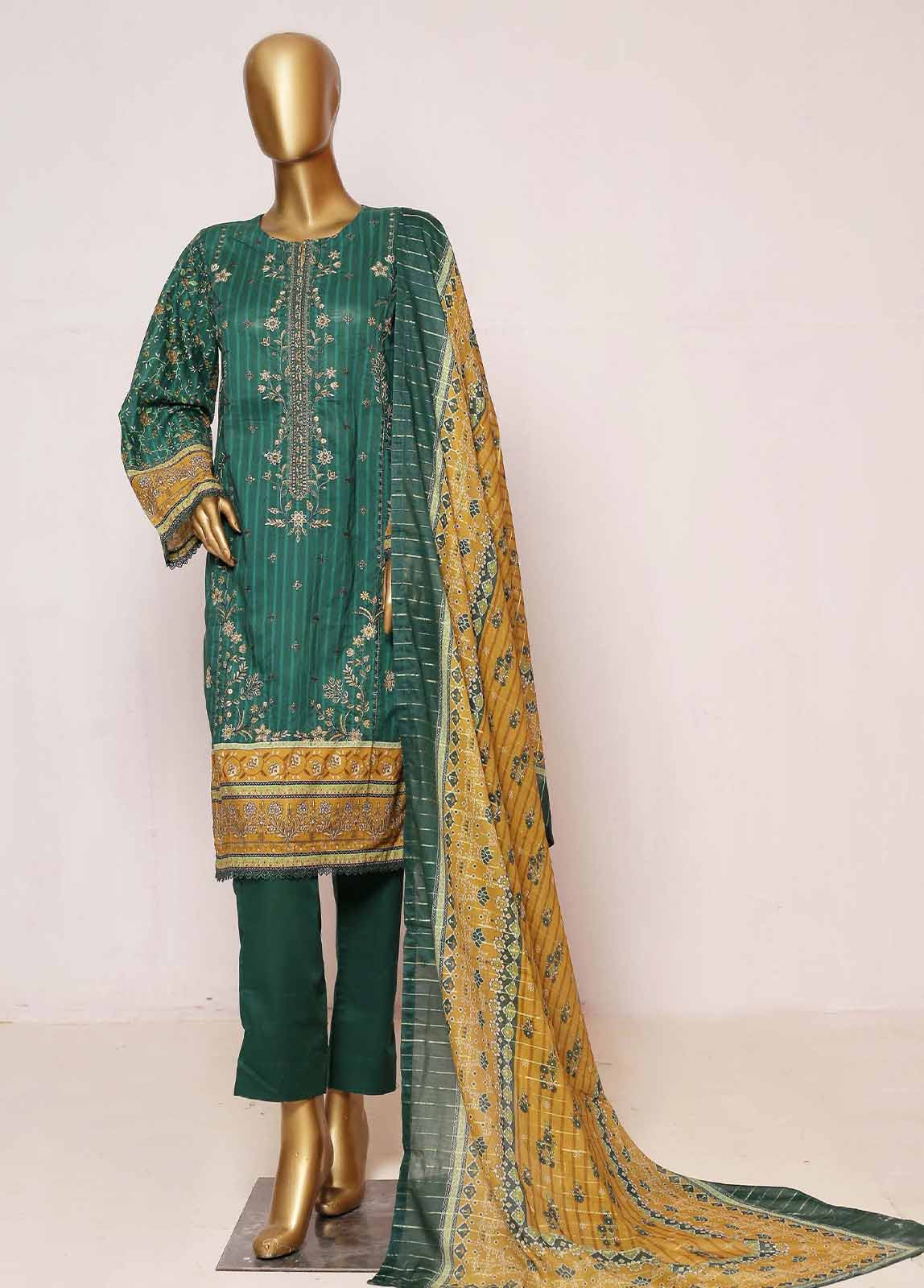 Bin Saeed Fabric - SMLE-0197- 3 Piece Embroidered Stitched Suit