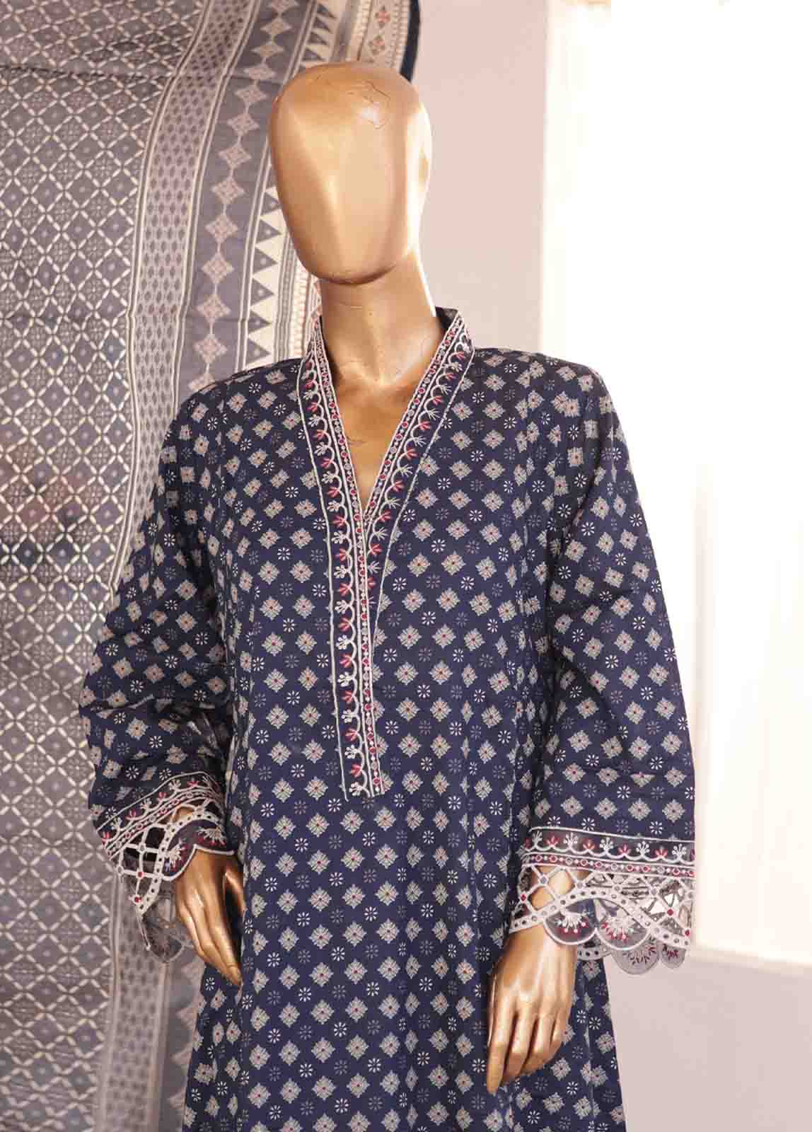 Bin Saeed Fabric - SMLF-FR-0132- 3 Piece Frock Style Stitched Suit
