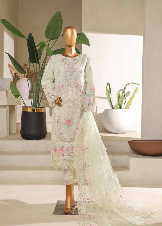 Bin Saeed Fabric - STS-006 U- 3 Piece Organza Stitched Suit