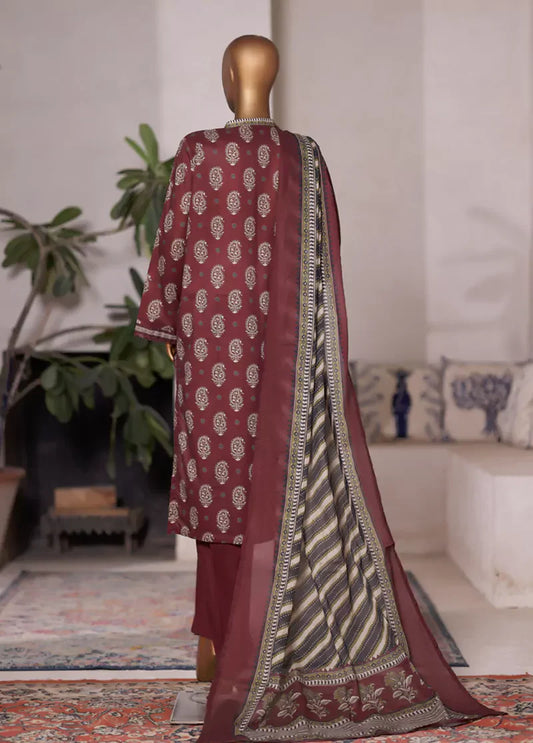 WC-2507- 3 Piece Printed Cotton Stitched Suit