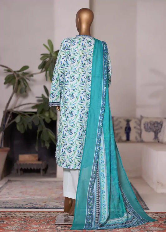 WC-2509- 3 Piece Printed Cotton Stitched Suit