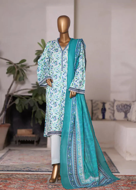 WC-2509- 3 Piece Printed Cotton Stitched Suit