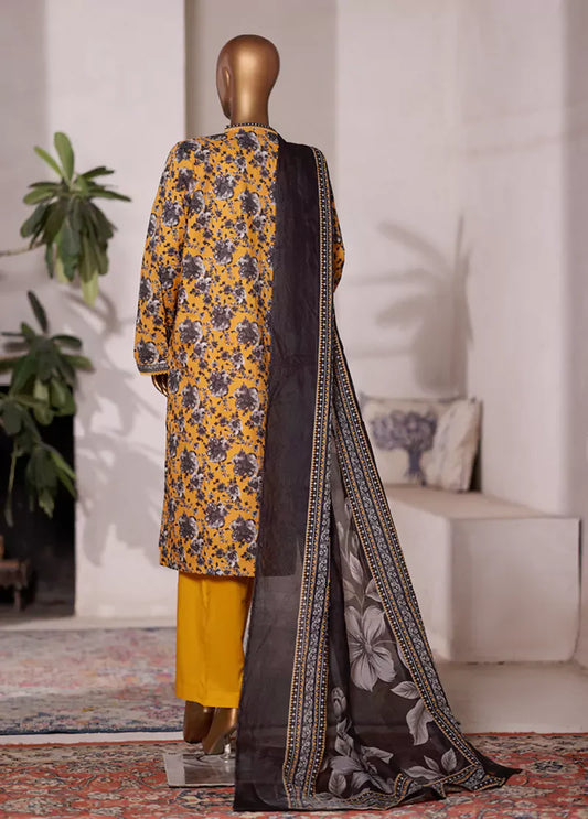 WC-2510- 3 Piece Printed Cotton Stitched Suit