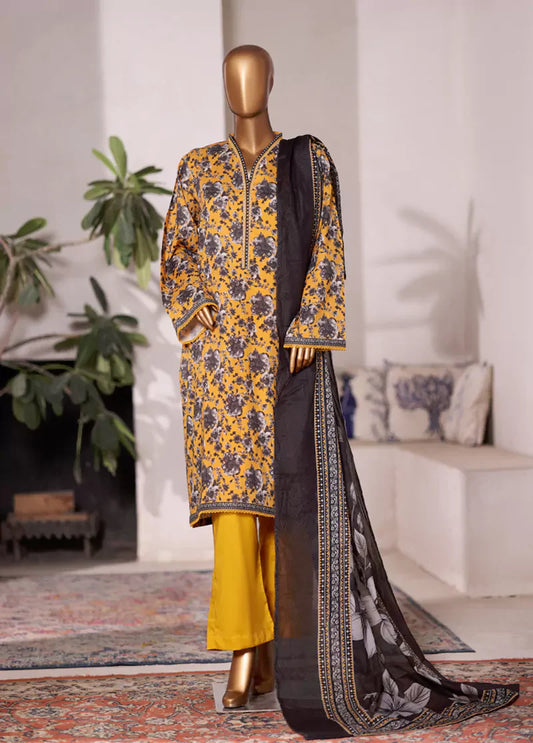 WC-2510- 3 Piece Printed Cotton Stitched Suit
