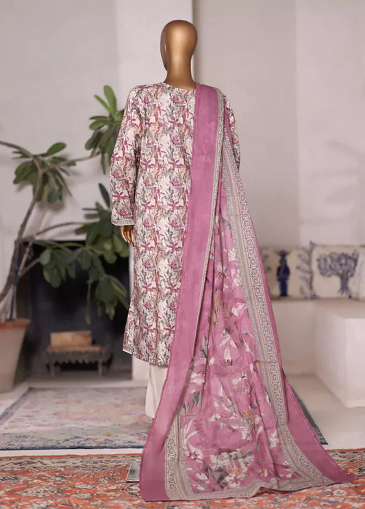WC-2513- 3 Piece Printed Cotton Stitched Suit