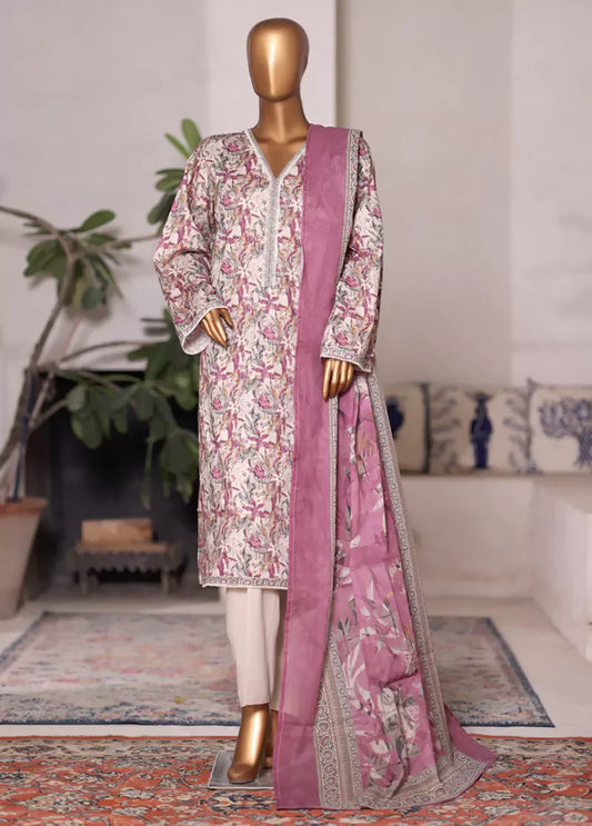WC-2513- 3 Piece Printed Cotton Stitched Suit