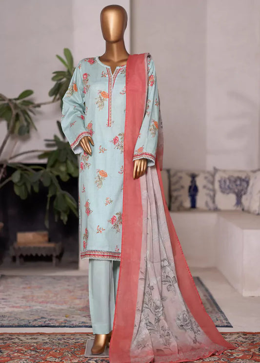 WC-2514- 3 Piece Printed Cotton Stitched Suit