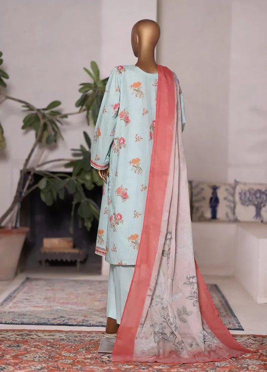 WC-2514- 3 Piece Printed Cotton Stitched Suit