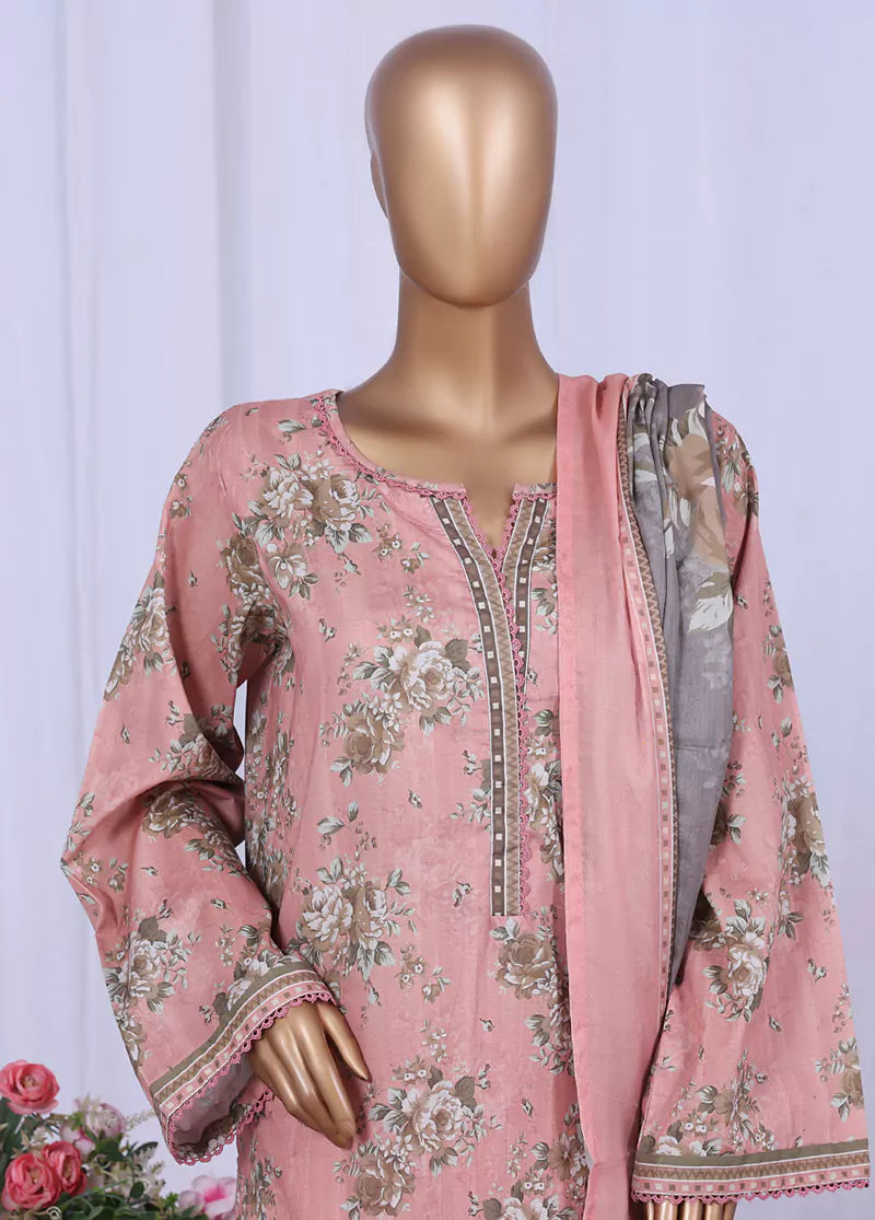 WC-2515- 3 Piece Printed Cotton Stitched Suit