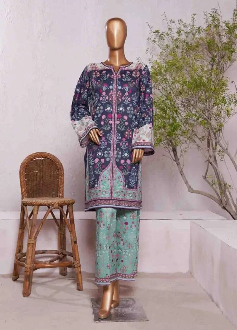Bin Saeed Fabric - WC-2550- 2 Piece Printed Cotton Stitched Co Ords