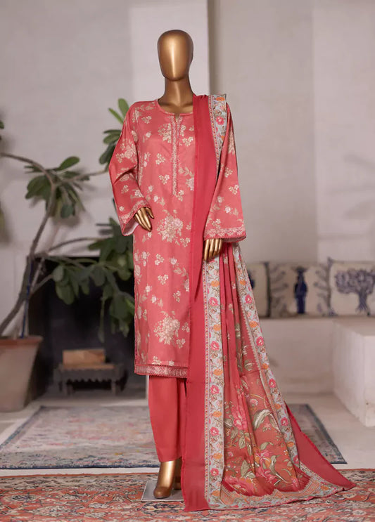 WC-2577- 3 Piece Printed Cotton Stitched Suit