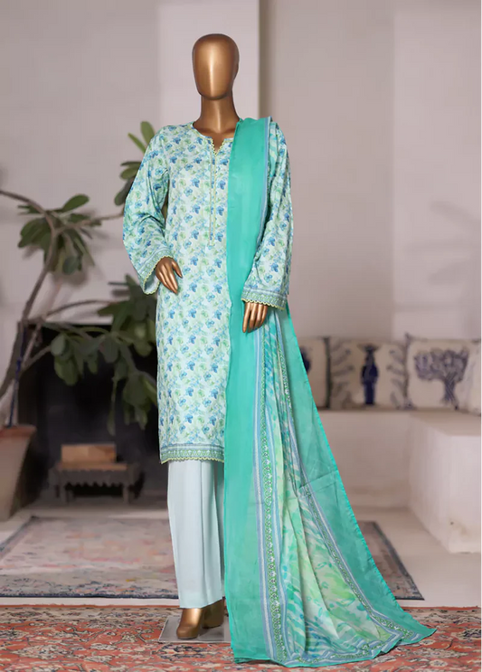 WC-2587- 3 Piece Printed Cotton Stitched Suit