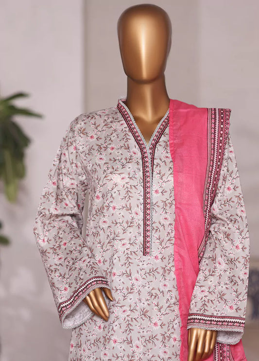 WC-2588- 3 Piece Printed Cotton Stitched Suit