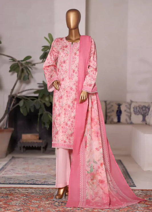 WC-2590- 3 Piece Printed Cotton Stitched Suit