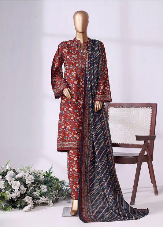 WK-25115-PR- 3 Piece Khaddar Printed Stitched Suit