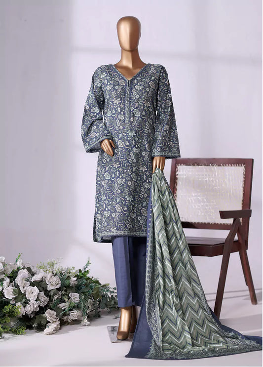WK-2522-PR- 3 Piece Khaddar Printed Stitched Suit