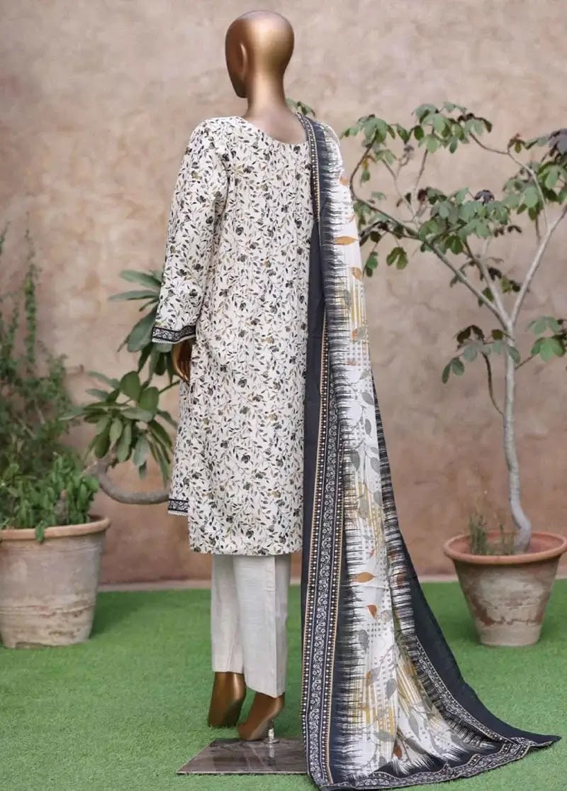 Bin Saeed Fabric - WK-2533-PR- 3 Piece Khaddar Printed Stitched Suit