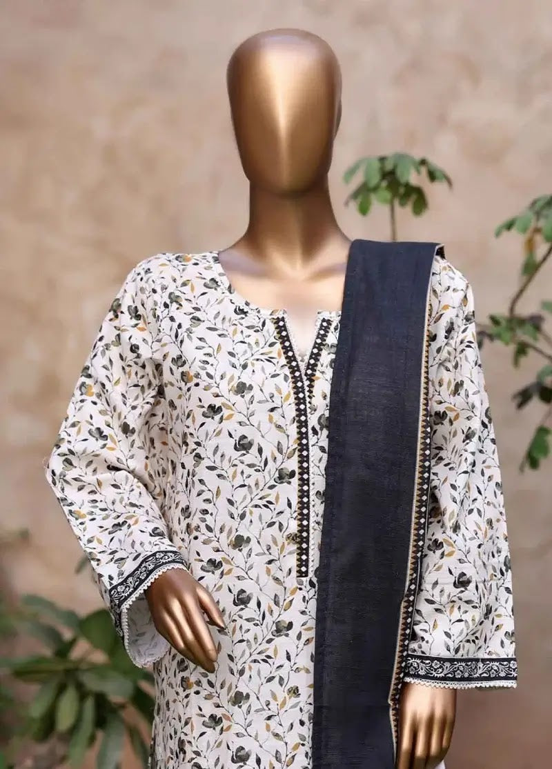 Bin Saeed Fabric - WK-2533-PR- 3 Piece Khaddar Printed Stitched Suit