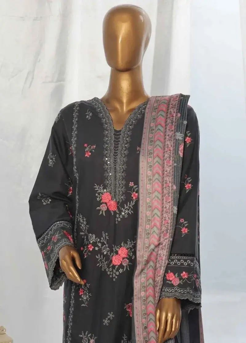 Bin Saeed Fabric - WKKE-018-C- 3 Piece Khaddar Emboidered Stitched Suit