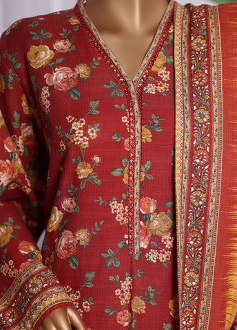 WKZC-2590- 3 Piece Khaddar Printed Stitched Suit WKZC-2590- 3 Piece Khaddar Printed Stitched Suit