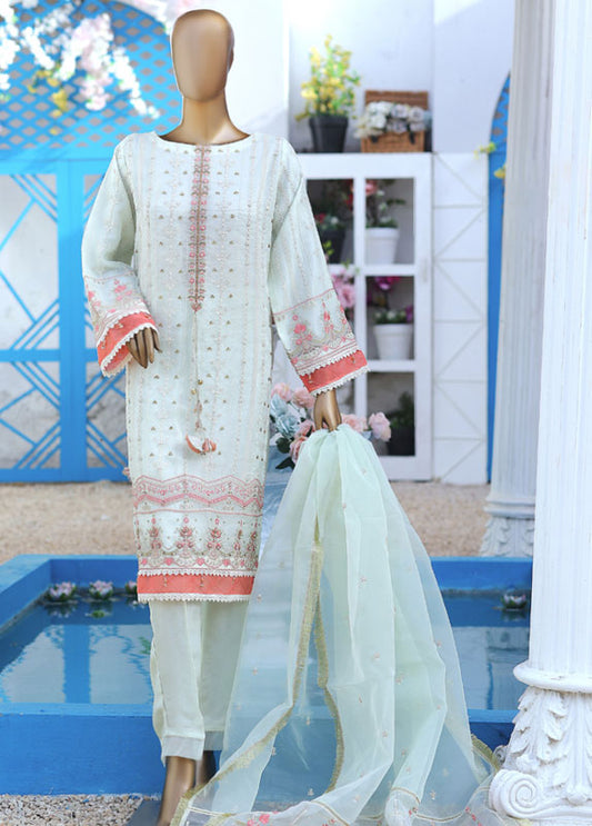 Bin Saeed Fabric - AM-D14 C -  3 Piece Organza Formal