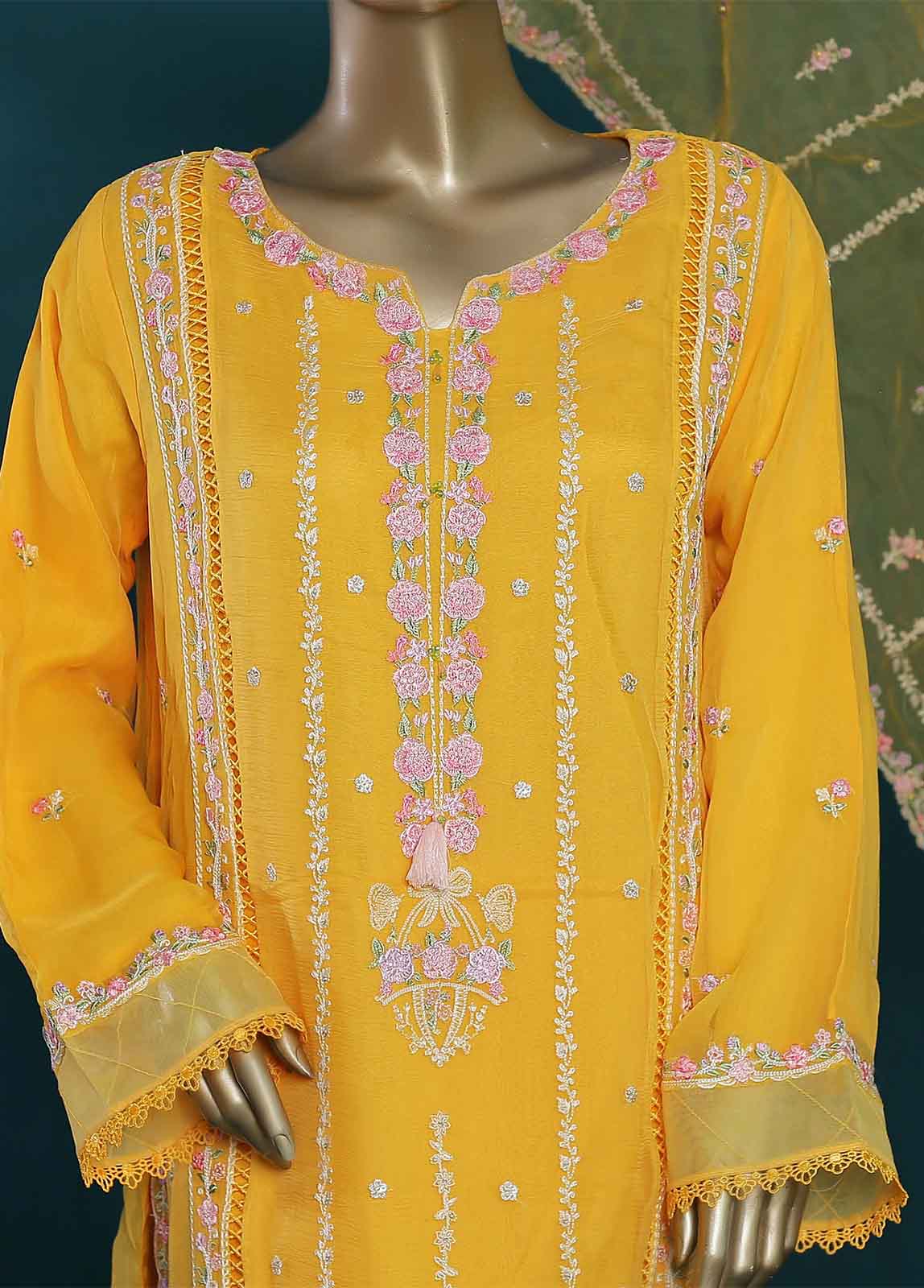 Bin Saeed Fabric - ASP-c0017 - 3 Piece Embroidered Chiffon