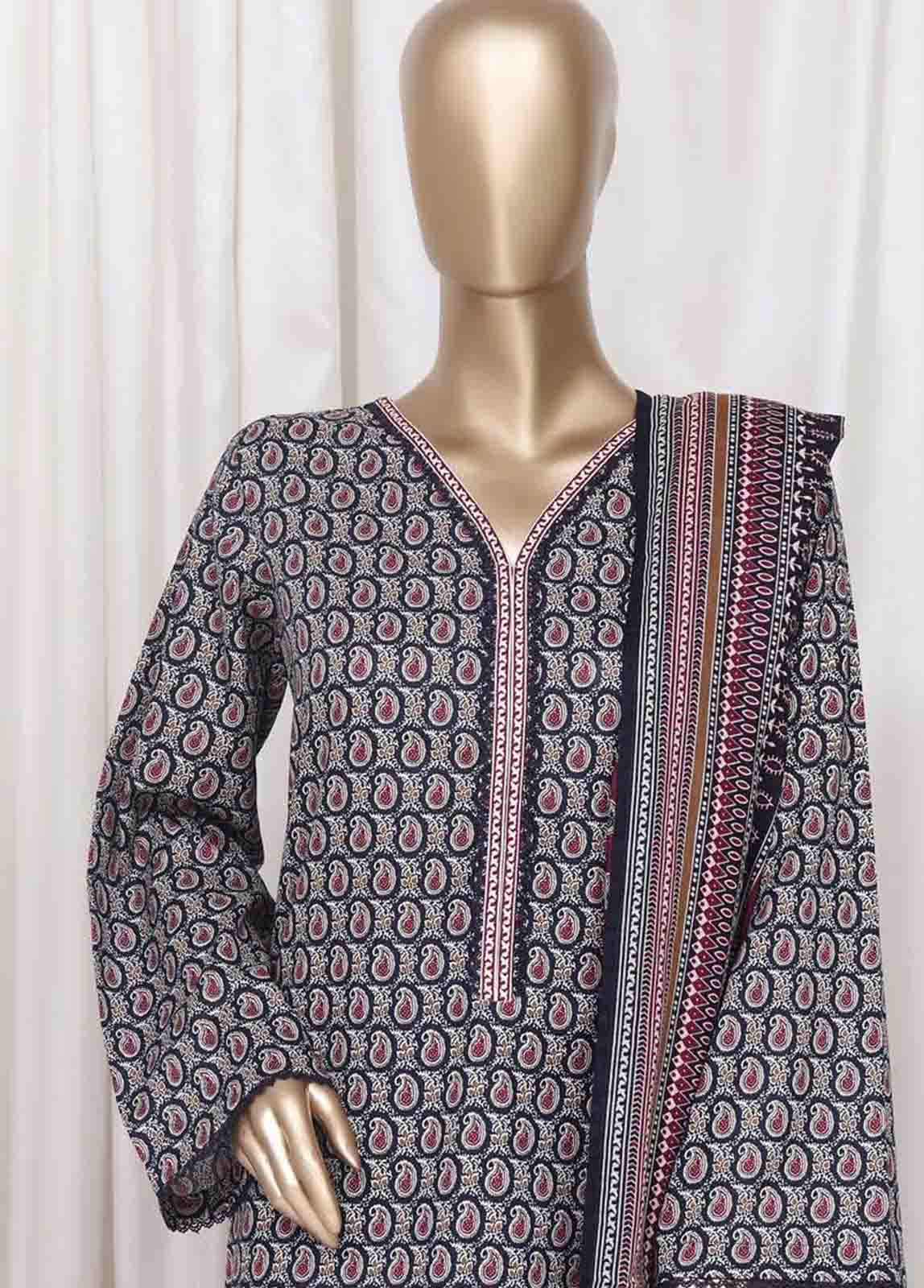 WC-2520- 3 Piece Printed Cotton Stitched Suit