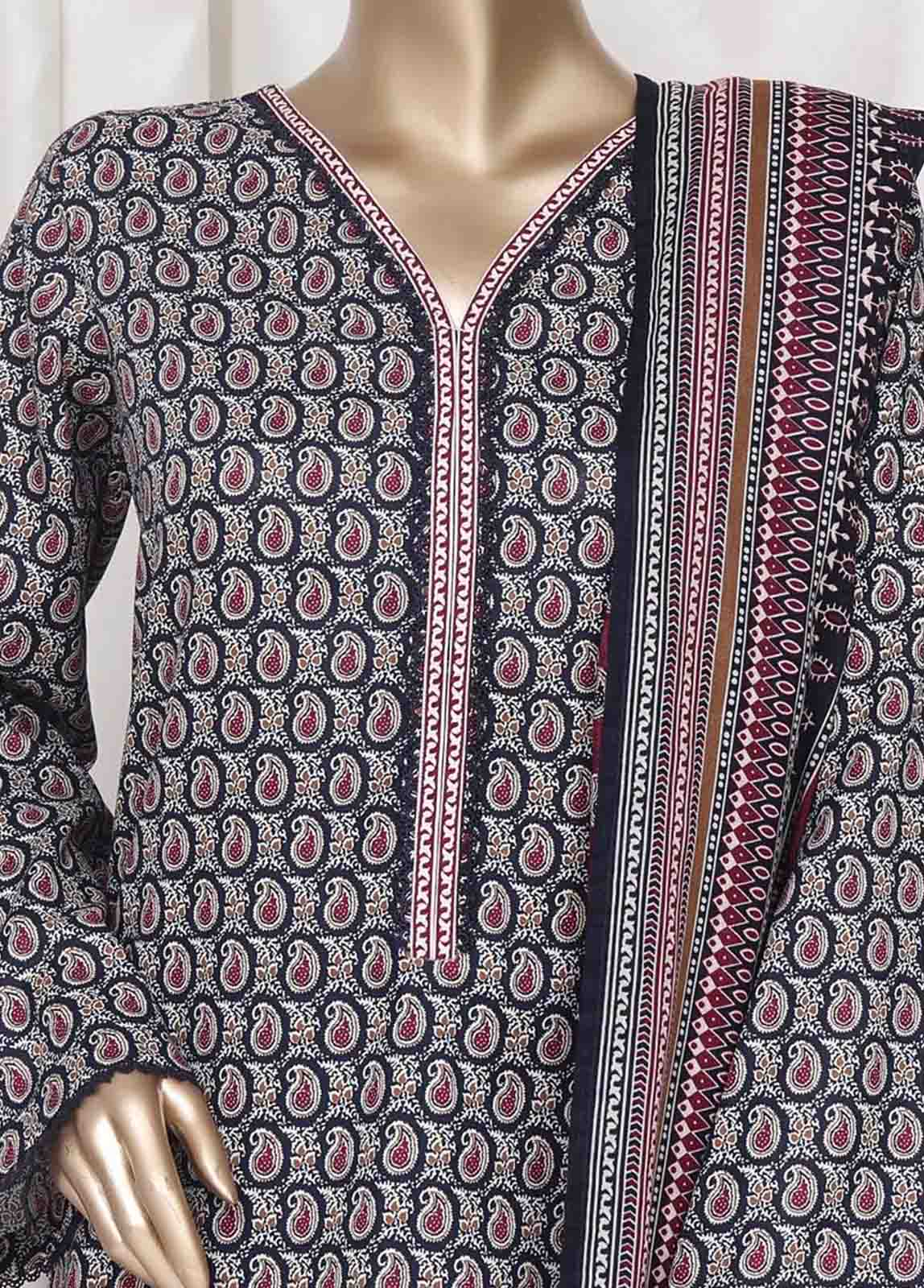 WC-2520- 3 Piece Printed Cotton Stitched Suit