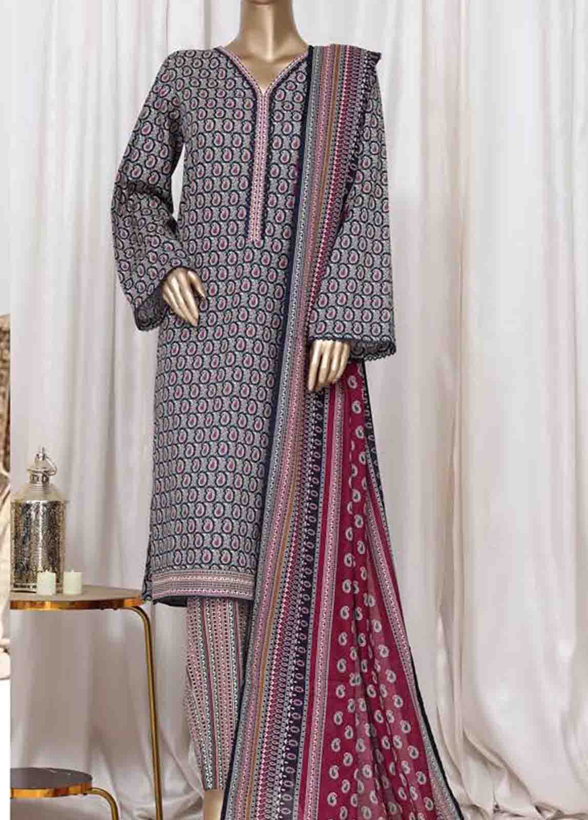 WC-2520- 3 Piece Printed Cotton Stitched Suit