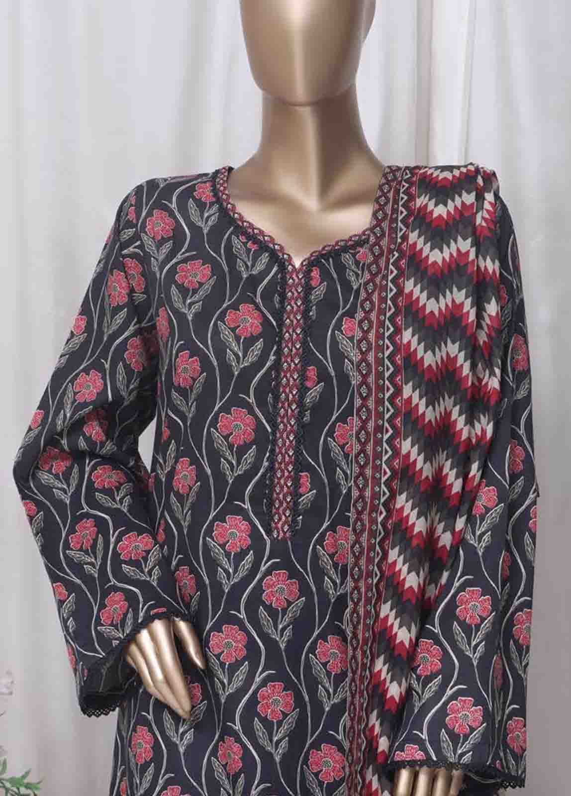 WC-2534- 3 Piece Printed Cotton Stitched Suit