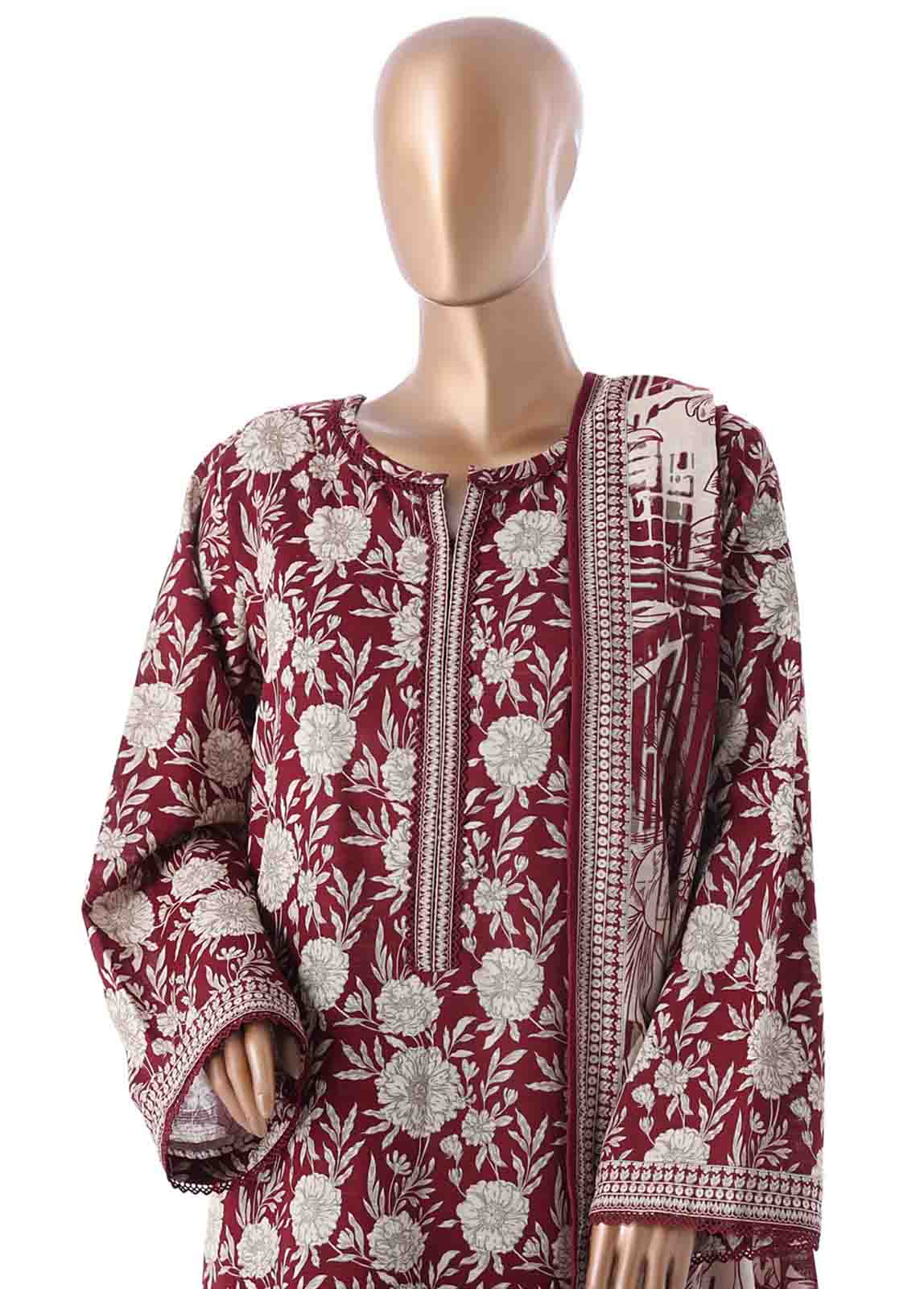 WK-2537- 3 Piece Khaddar Printed Stitched Suit
