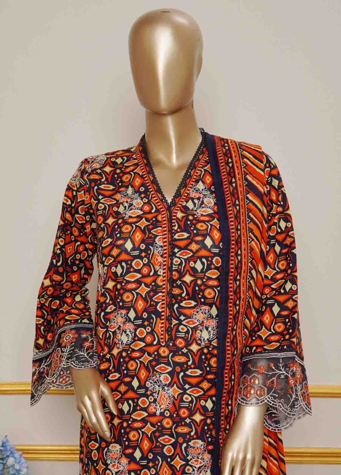 WKE-035- 3 Piece Khaddar Emboidered Stitched Suit