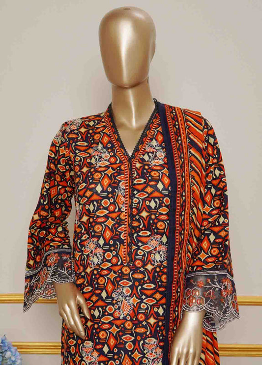 WKE-035- 3 Piece Khaddar Emboidered Stitched Suit