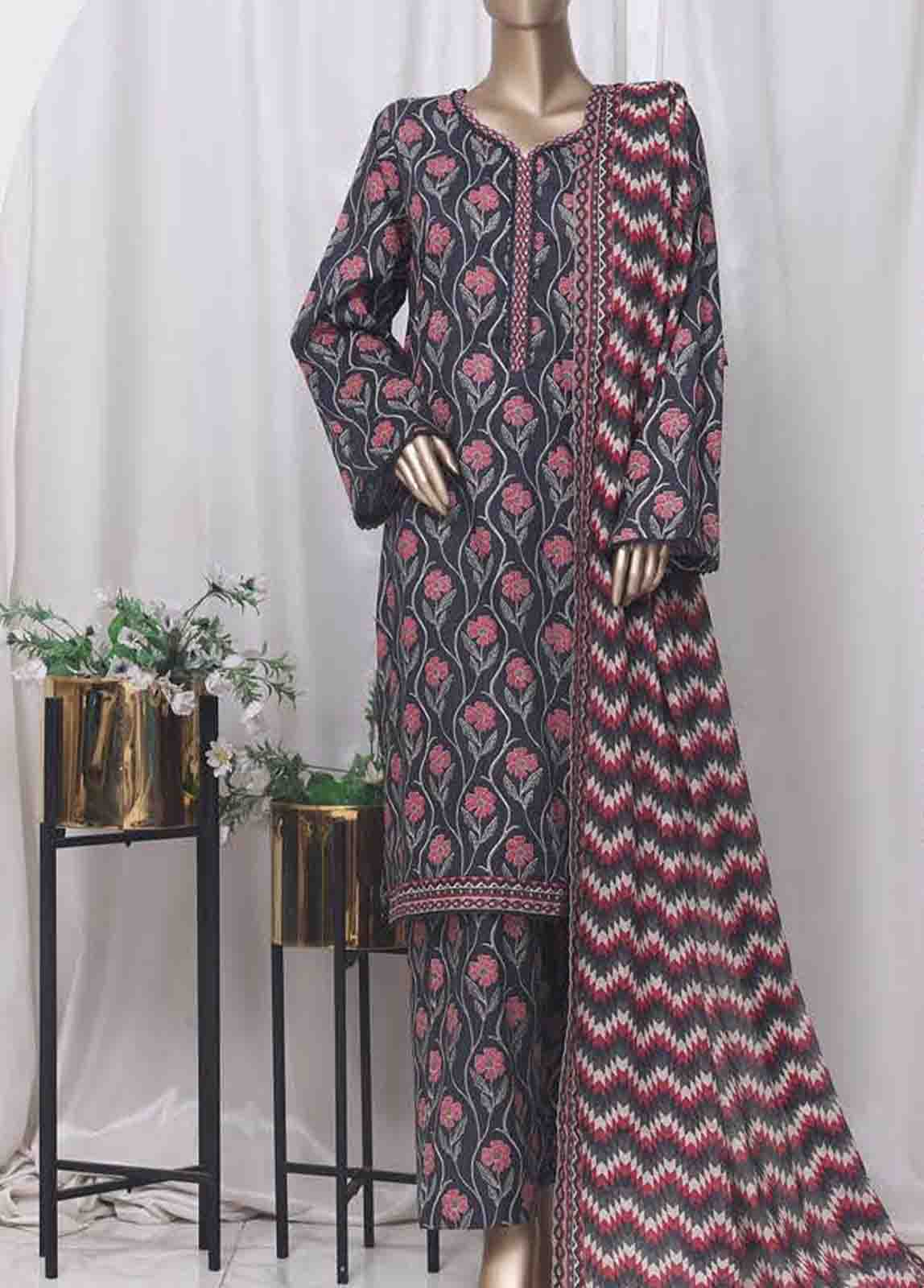 WC-2534- 3 Piece Printed Cotton Stitched Suit