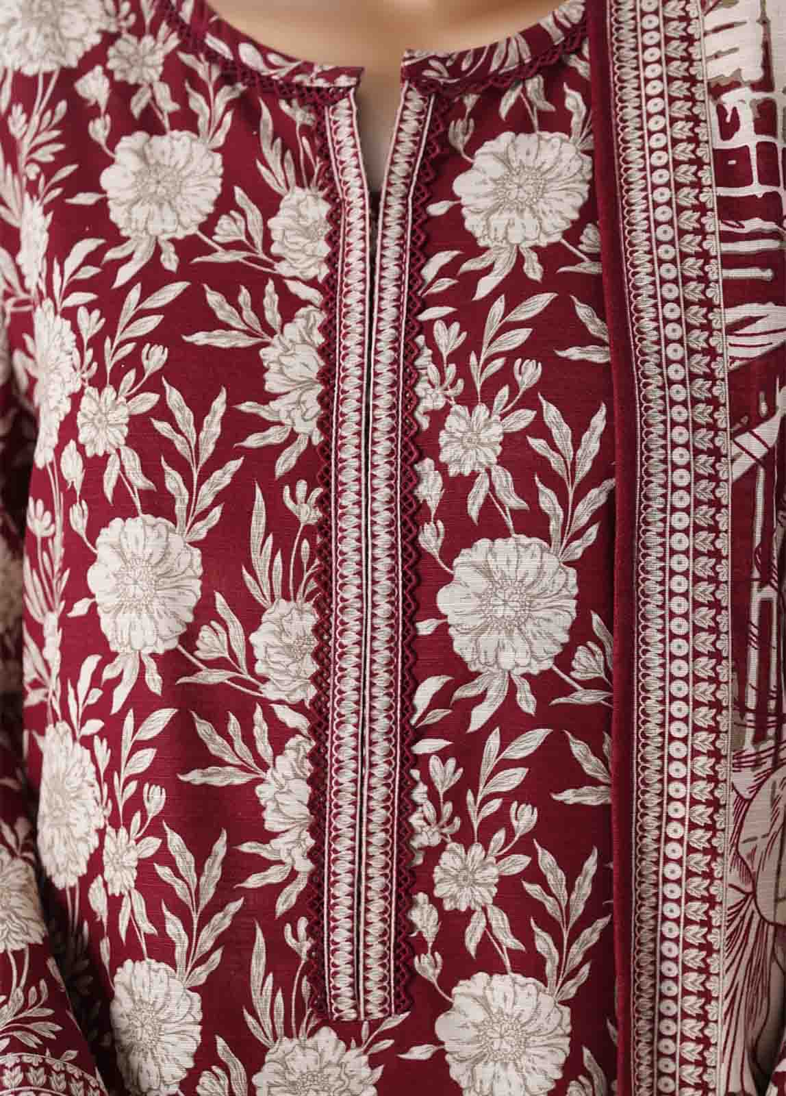 WK-2537- 3 Piece Khaddar Printed Stitched Suit