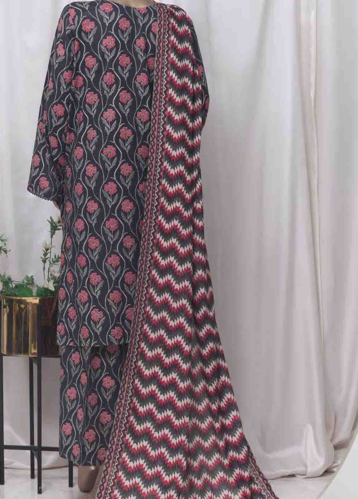 WC-2534- 3 Piece Printed Cotton Stitched Suit