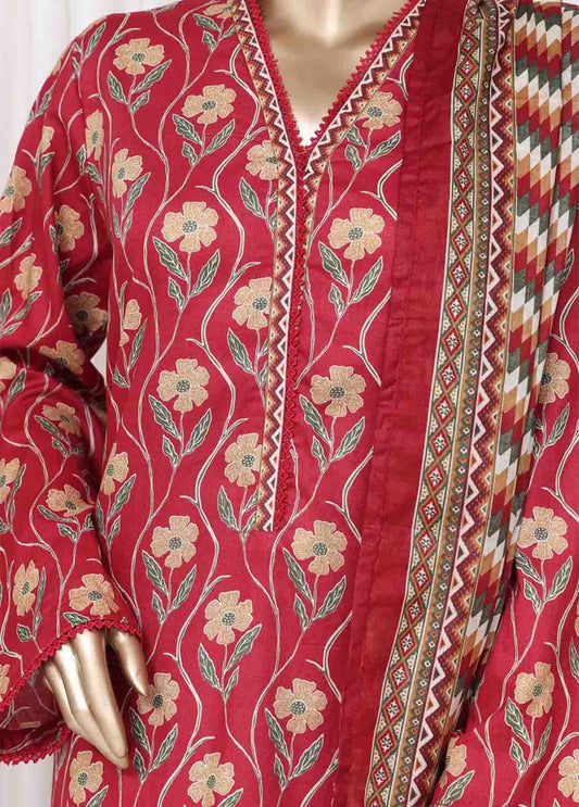 WC-2519- 3 Piece Printed Cotton Stitched Suit