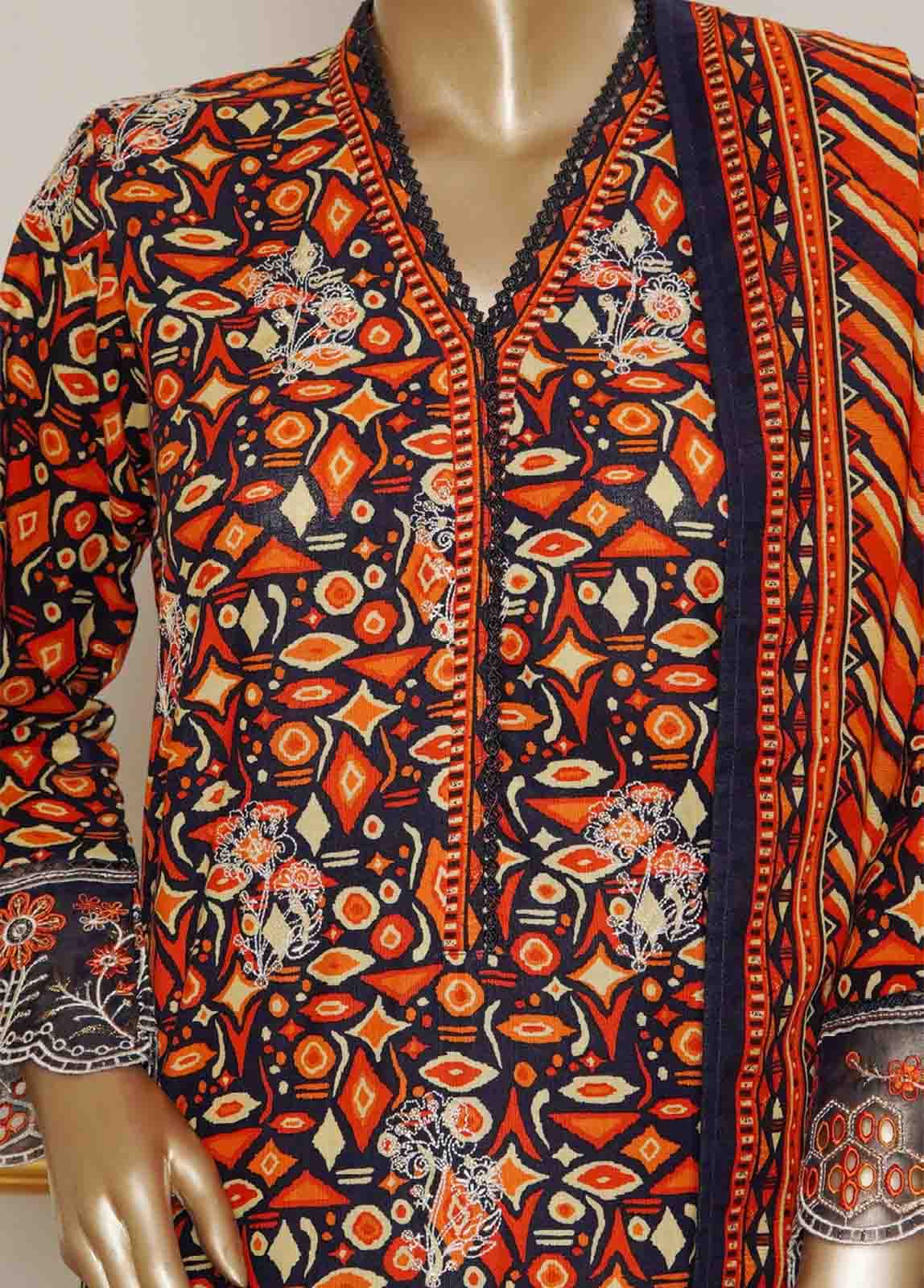 WKE-035- 3 Piece Khaddar Emboidered Stitched Suit