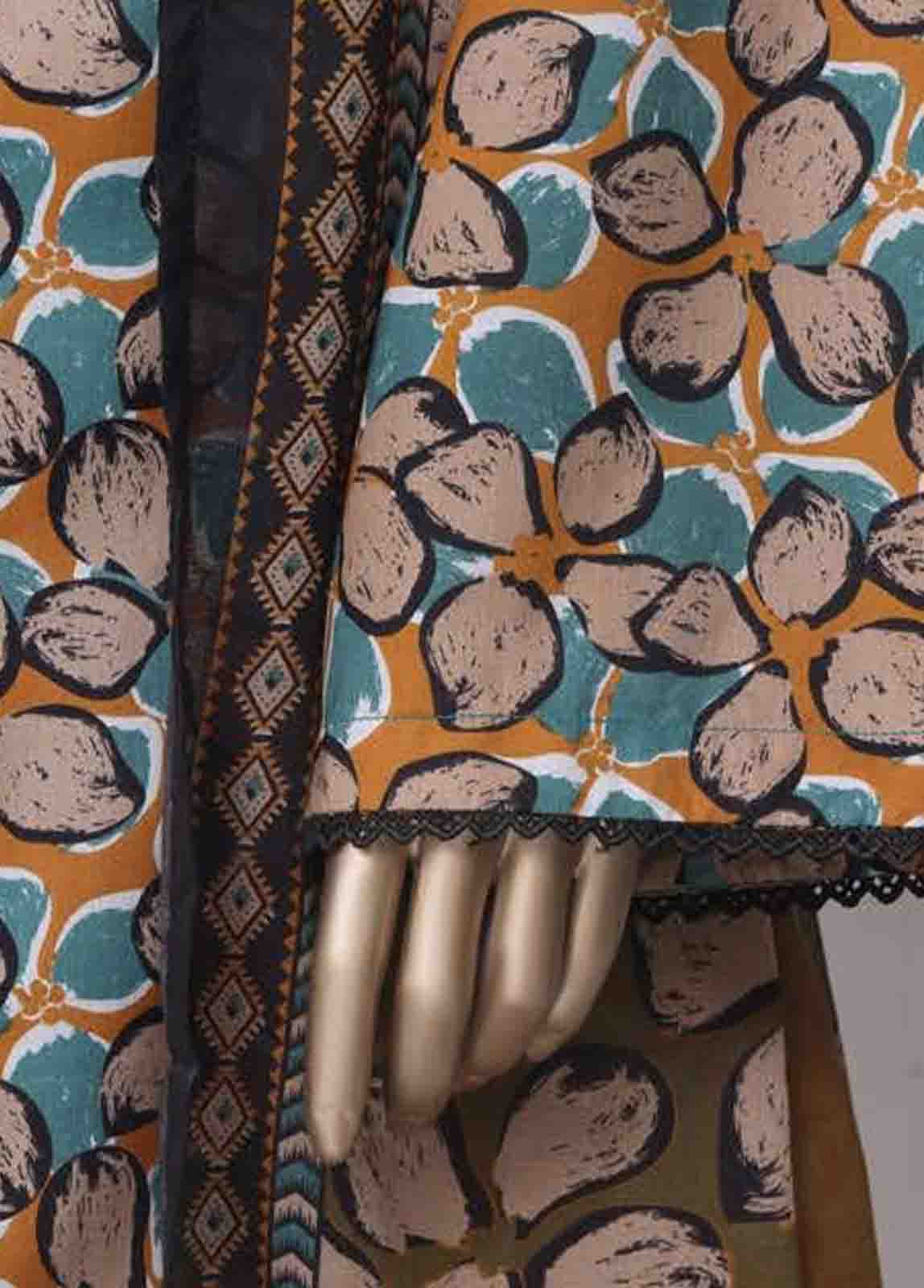 WC-2516- 3 Piece Printed Cotton Stitched Suit