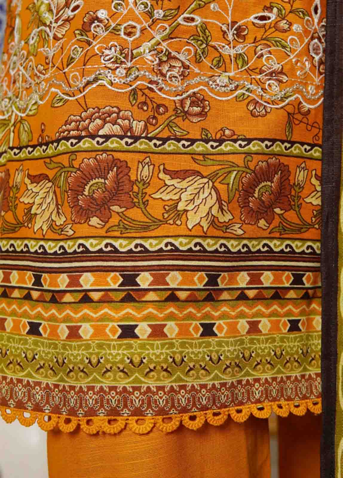 WKE-014- 3 Piece Khaddar Emboidered Stitched Suit