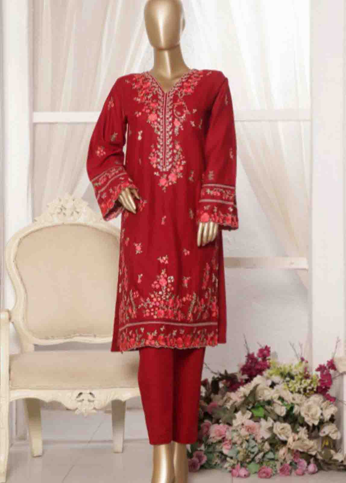 WKKE-011- 2 Piece Embroidered Khaddar Stitched Co Ords